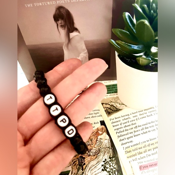 Handmade Taylor Swift The Tortured Poets Department Beaded Bracelet - Adjustable - Picture 1 of 7